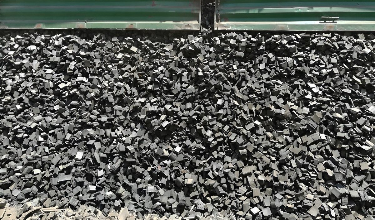 Processed Tire-Derived Fuel chips stockpile